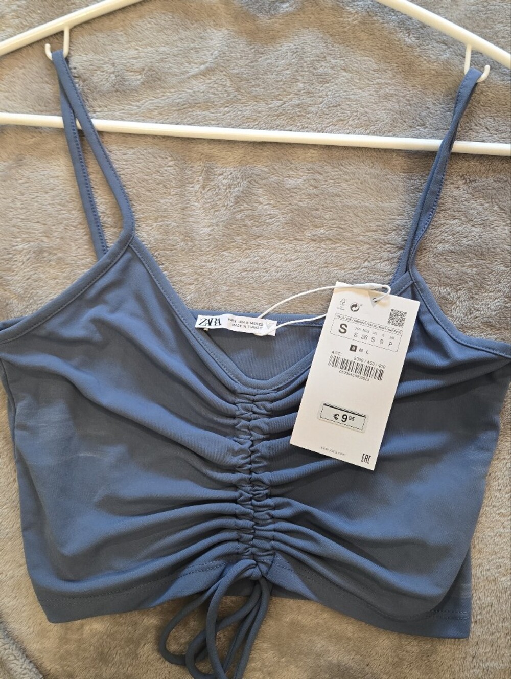 Zara Slate Blue Ruched Drawstring Cami - Picture 3 of 3